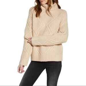 Caslon Tan Diamond Cable Knit Turtleneck Sweater XXL NWT